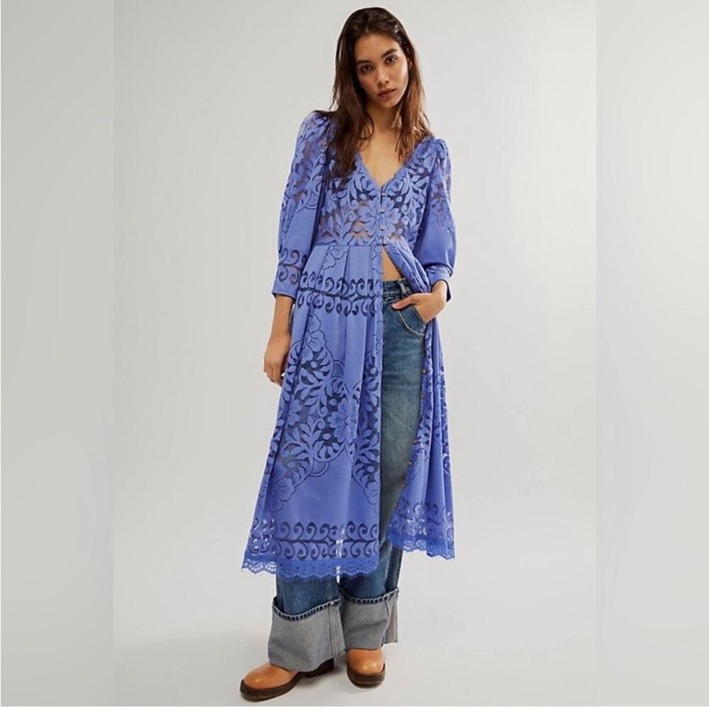 Free People Shadow Dance Midi Dress in Persian Jewel XS - Picture 9 of 12